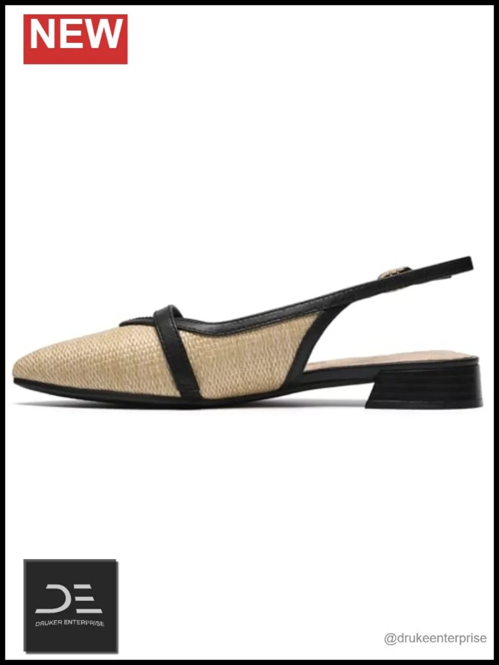 Leather Slingback Flats - Pointed Toe, Adjustable Strap
